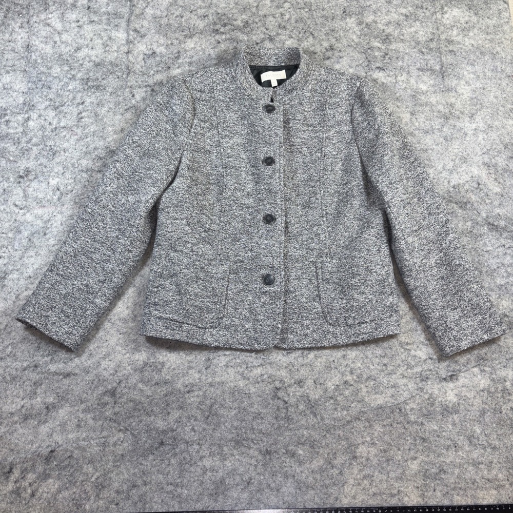 Talbots Blazer Jacket Single-Breasted Lined Women's 16P Gray & Black Minimalist